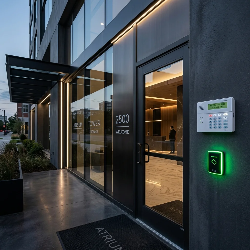 eclado de senha para alarmes monitorados instalado em portaria de empresa